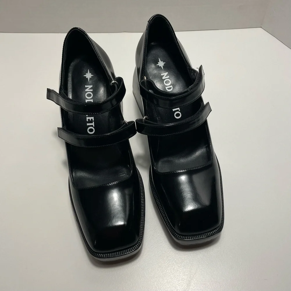 NODALETO Bulla Babies Mary Jane Platform Heels | Black Gloss Leather | EU 38 - Picture 8 of 11